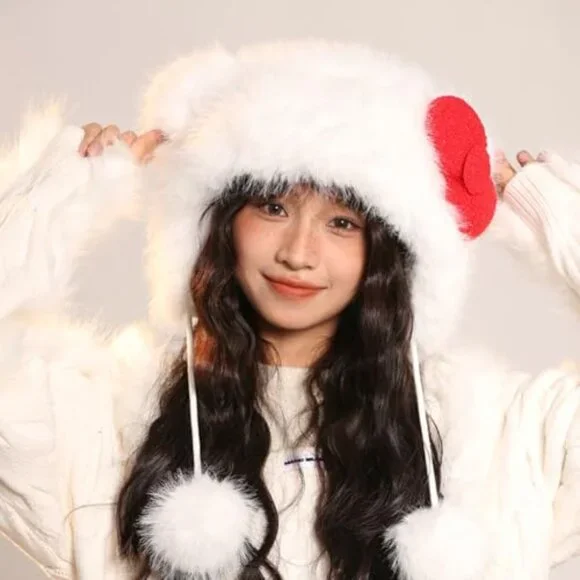 Faux Fur Trapper Hat Y2K Animal Ear Sherpa Beanie Winter  display picture 1